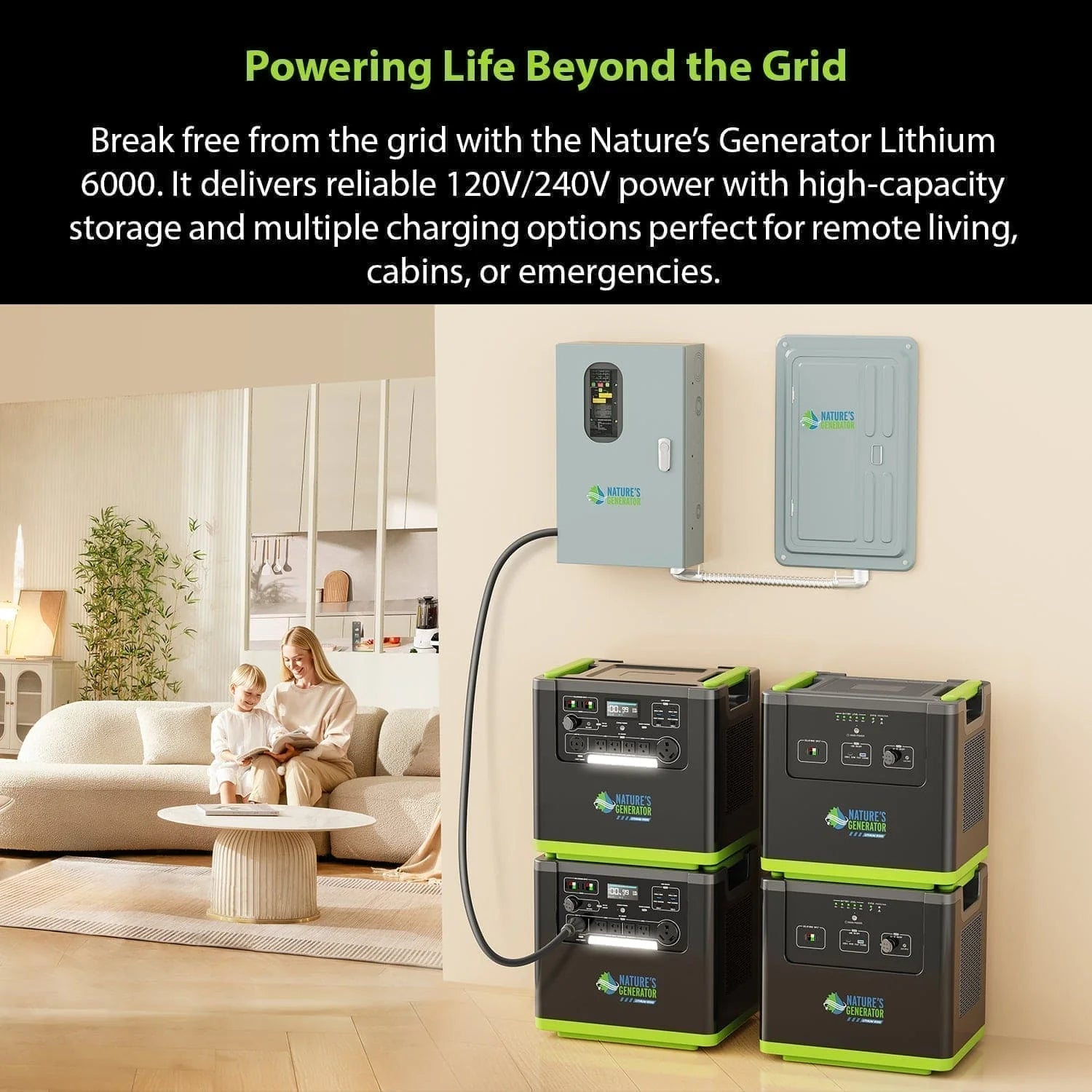 Nature's Generator Lithium 6000 with Solar Panel