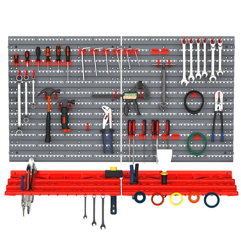 54 Piece Pegboard Wall Mounted and Shelf Tool Organizer