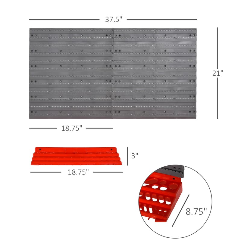 54 Piece Pegboard Wall Mounted and Shelf Tool Organizer