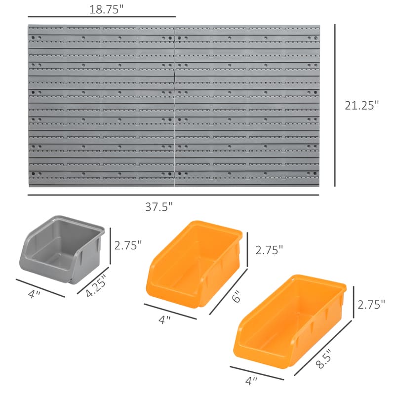 44 Piece Wall Mounted Pegboard Tool Organizer Rack Kit