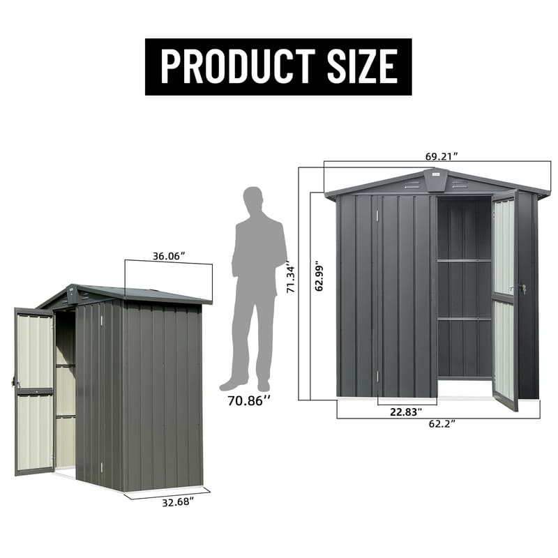 5.7x3 FT Outdoor Storage Shed