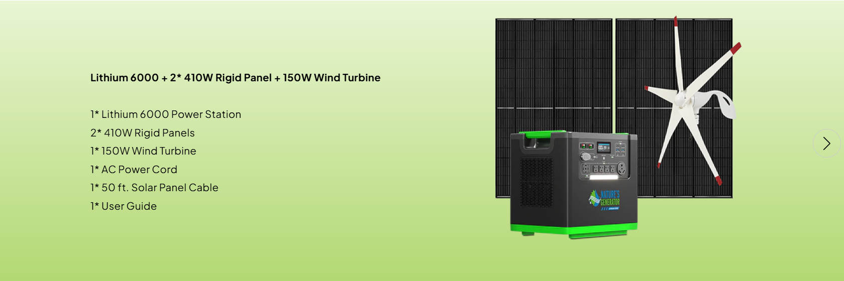 Nature's Generator Lithium 6000 with Solar Panels and Wind Turbine