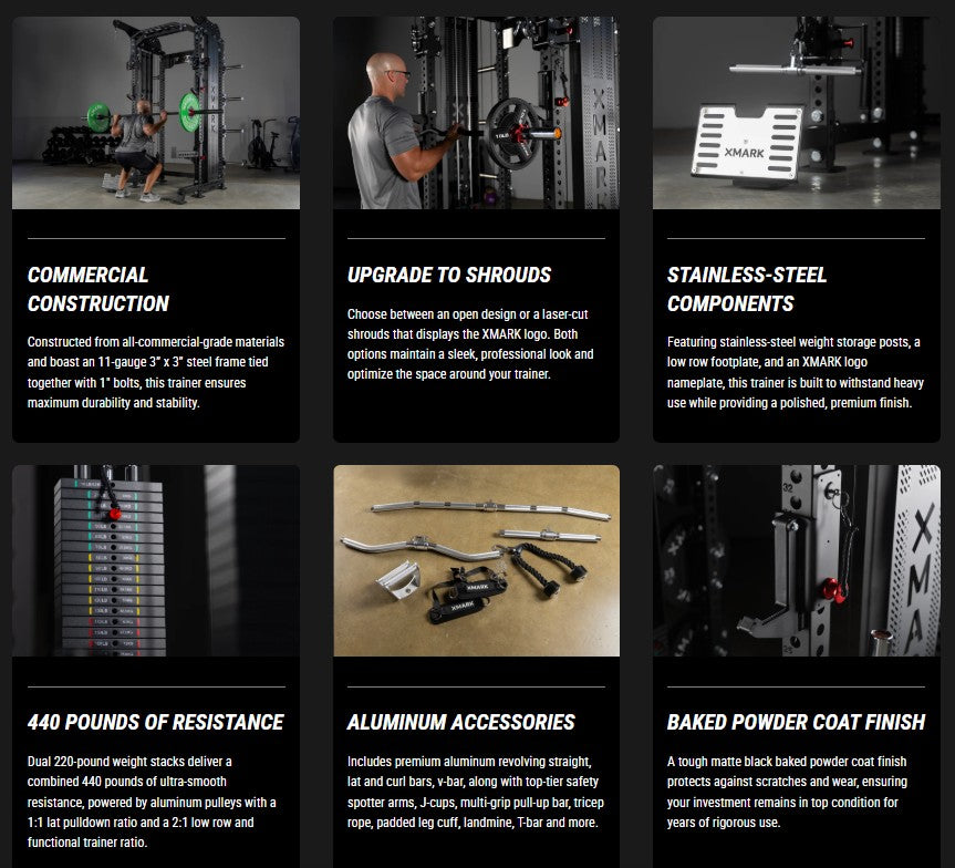 Commercial Half Rack Functional Trainer, Dual 220-Pound Stacks