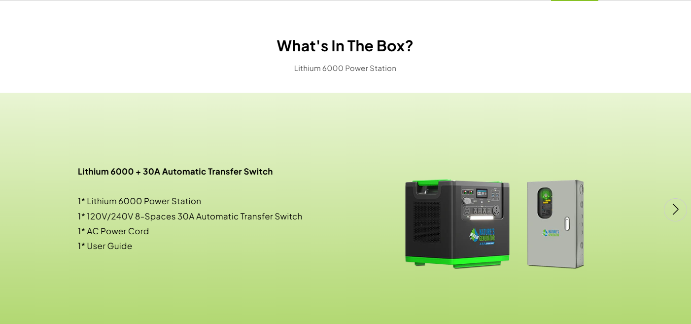 Nature's Generator Lithium 6000 and Transfer Switch