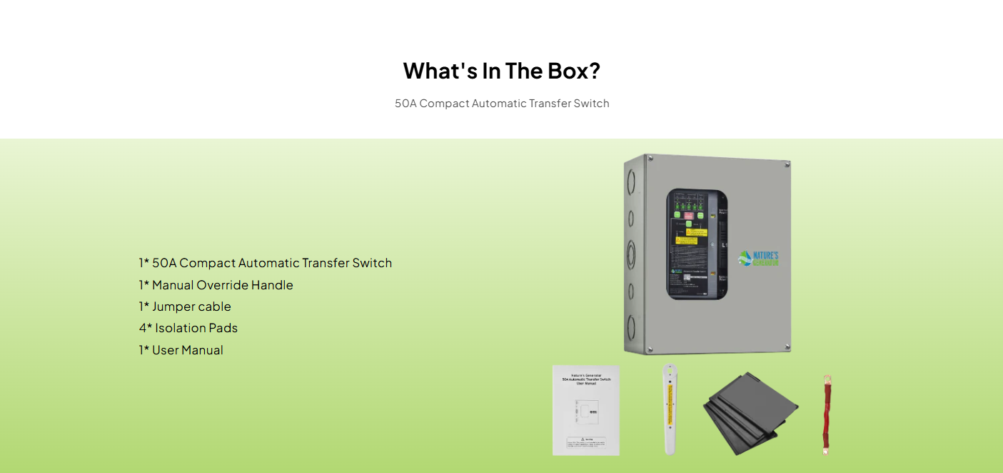 50A Compact Automatic Transfer Switch for Home, RV & Marine