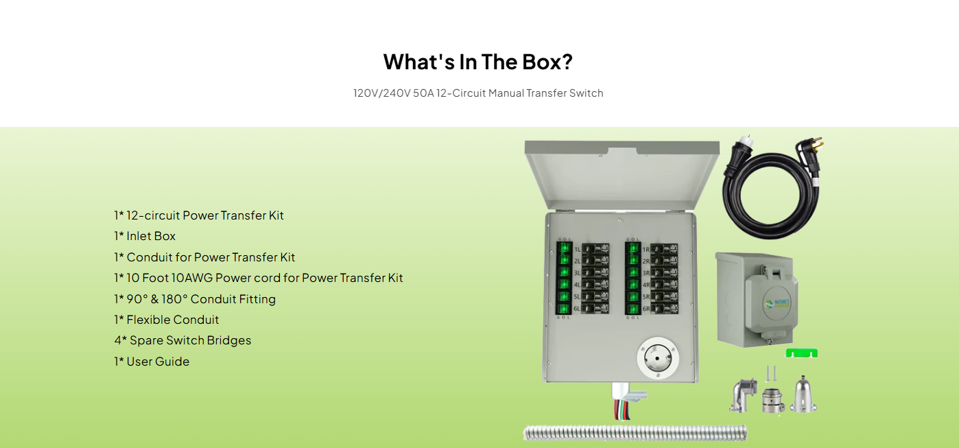 12-Circuit 120/240V 50A Non-Automatic Transfer Switch