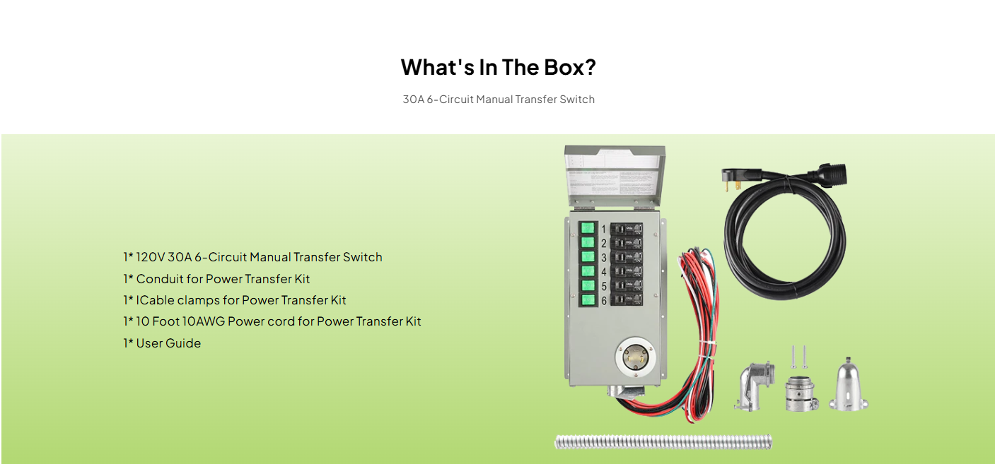 120V 30A 6-Circuit Non-Automatic Transfer Switch