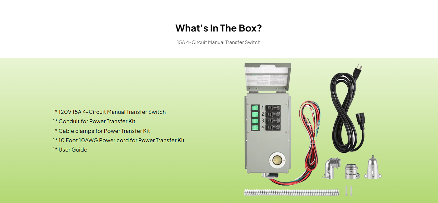 120V 15A 4-Circuit Non-Automatic Transfer Switch