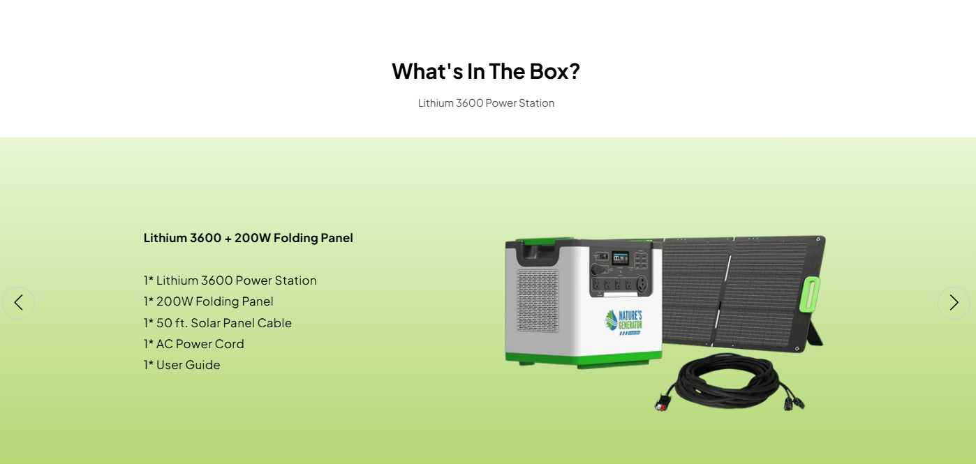 Nature's Generator Lithium 3600 Solar Generator