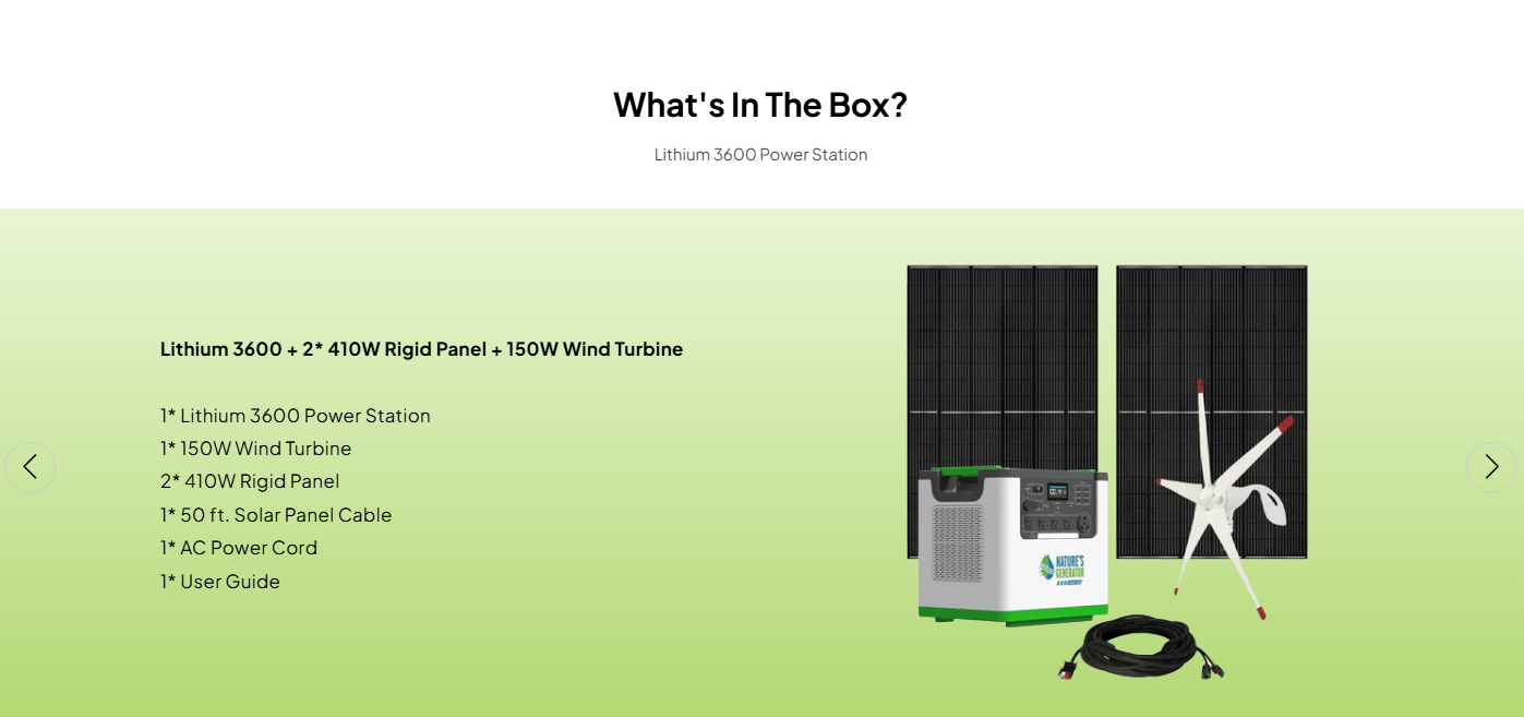 Nature's Generator Lithium 3600 Solar and Wind Generator