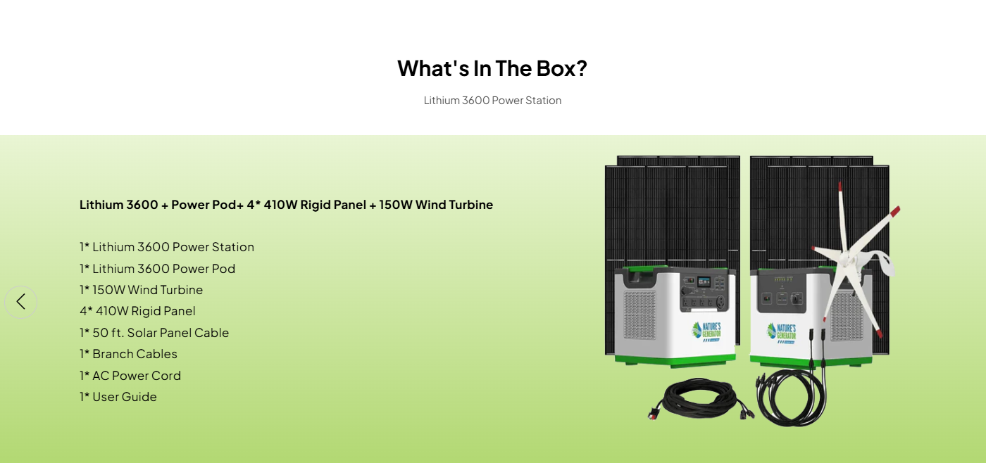Nature's Generator Lithium 3600 Solar and Wind Generator