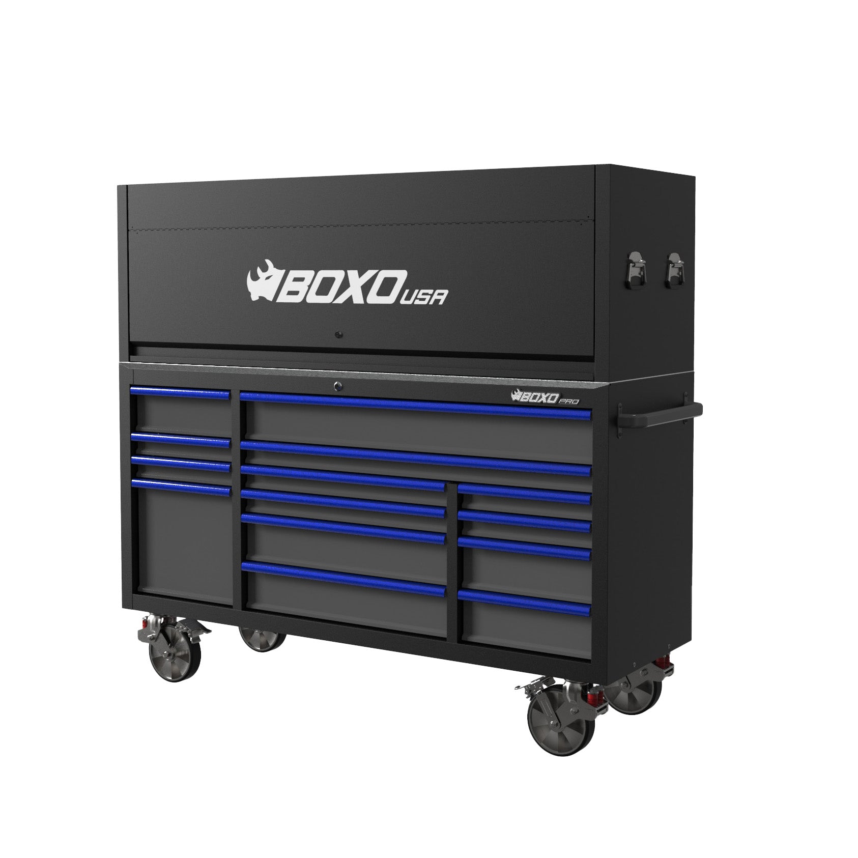 Pro Series | 72" 14-Drawer Rolling Tool Box with Garage Top | Black