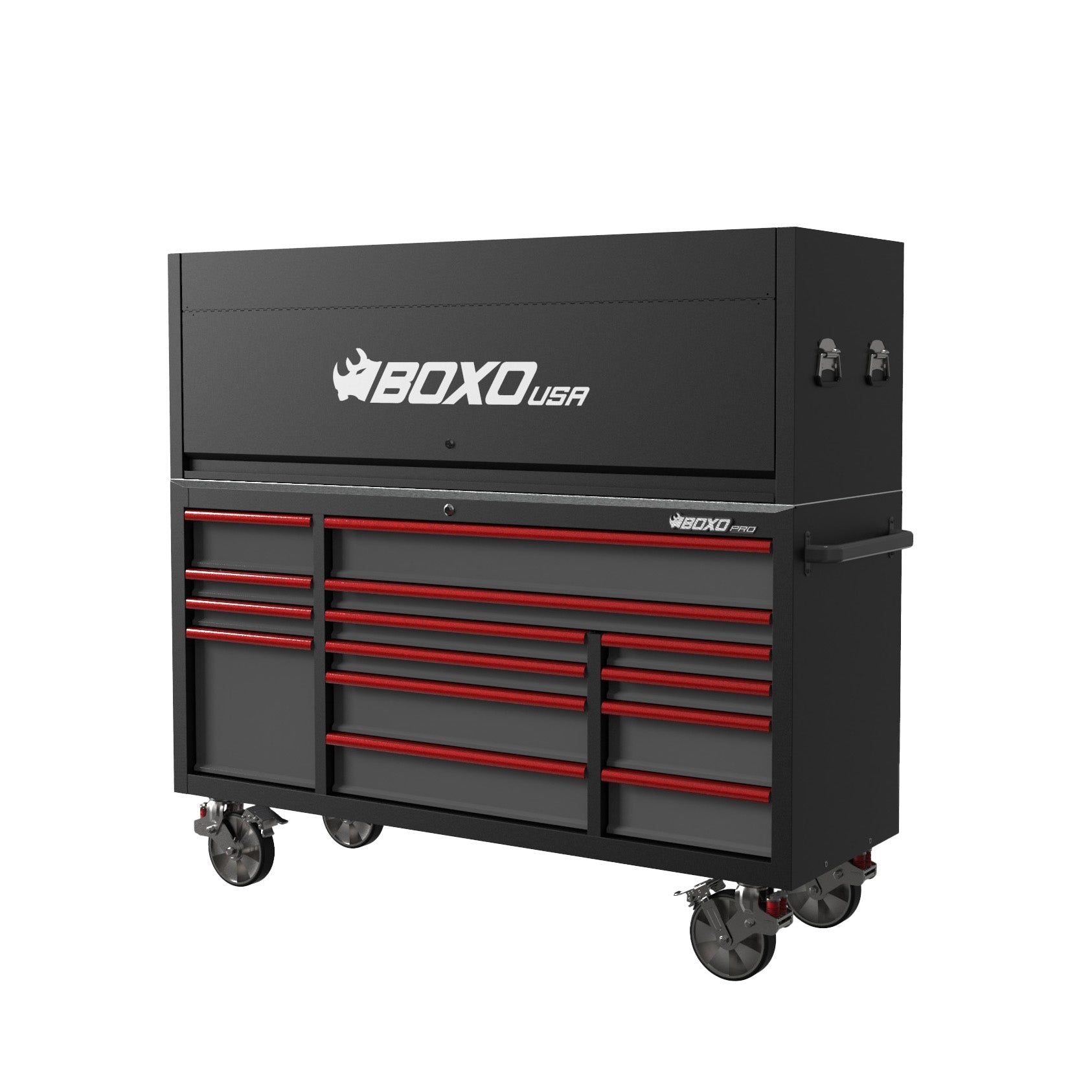 Pro Series | 72" 14-Drawer Rolling Tool Box with Garage Top | Black