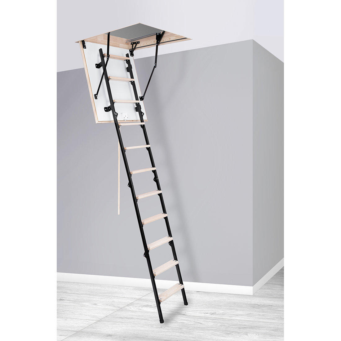 UNI Metal Insulated Folding Attic Ladder 8 ft - 8.5 ft (Rough Opening: 22.5" x 32") with 352-lb Load Capacity