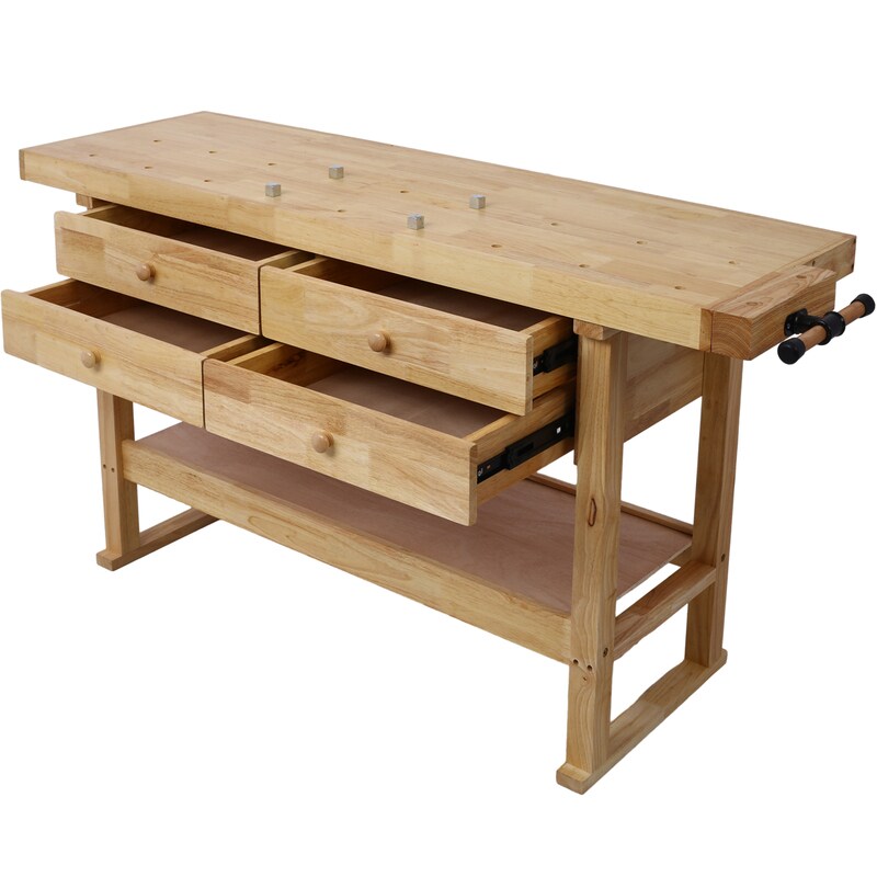 60in Workbench with 4 Drawers Wooden Workbench for Garage Workshop