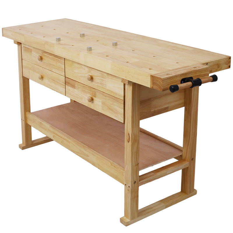 60in Workbench with 4 Drawers Wooden Workbench for Garage Workshop