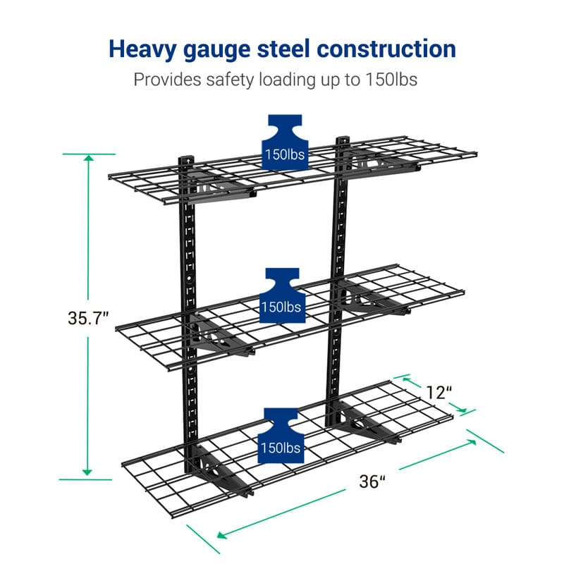 WS14B Adjustable 3-Tier Wall Shelving