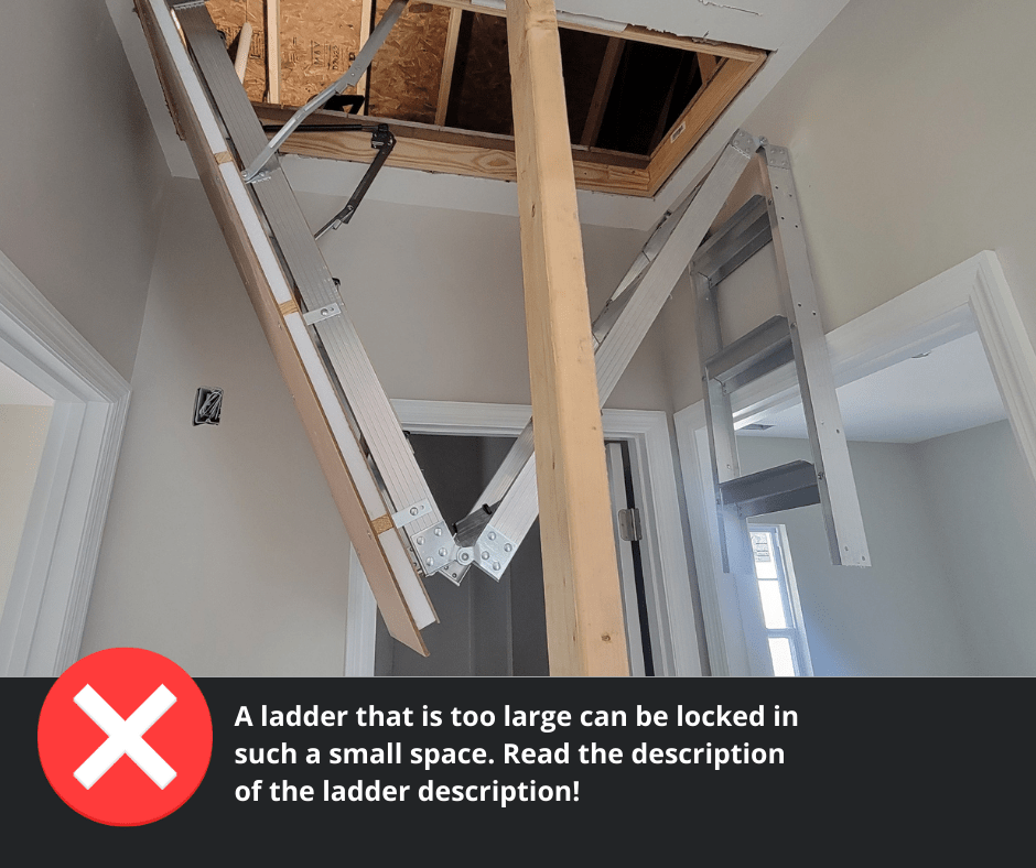 COMP Metal Insulated Scissors Attic Ladder 9 ft - 9.5 ft (Rough Opening: 24.25" x 32.25") with 352 - lb Load Capacity - Garage Rebel