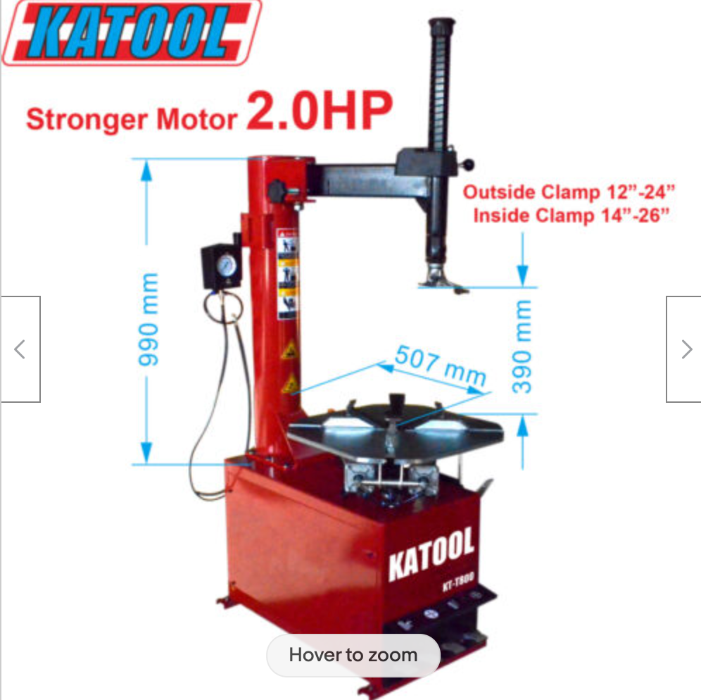 KT-T800 Wheel Clamp Tire Changer Machine 12"-24" Rims