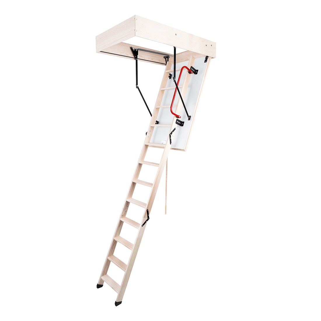 GLOB Wood Insulated Folding Attic Ladder 8 ft - 9.18 ft (Rough Opening: 22.25" x 43.75") with 352 - lb Load Capacity - Garage Rebel