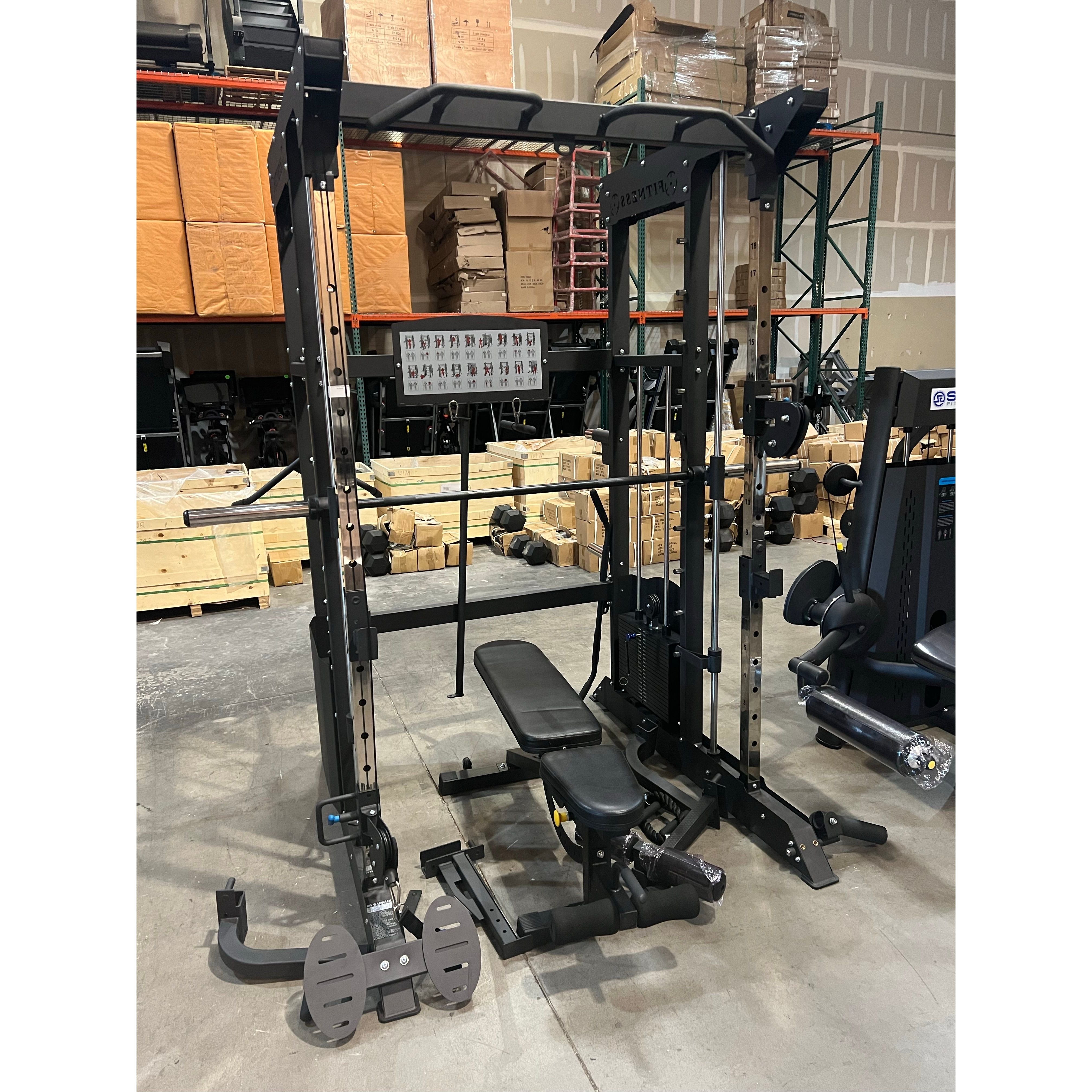 All-in-One Home Gym, Power Rack w/ Smith Machine & Functional Trainer w/ 2x - 220lb weight stacks (New)
