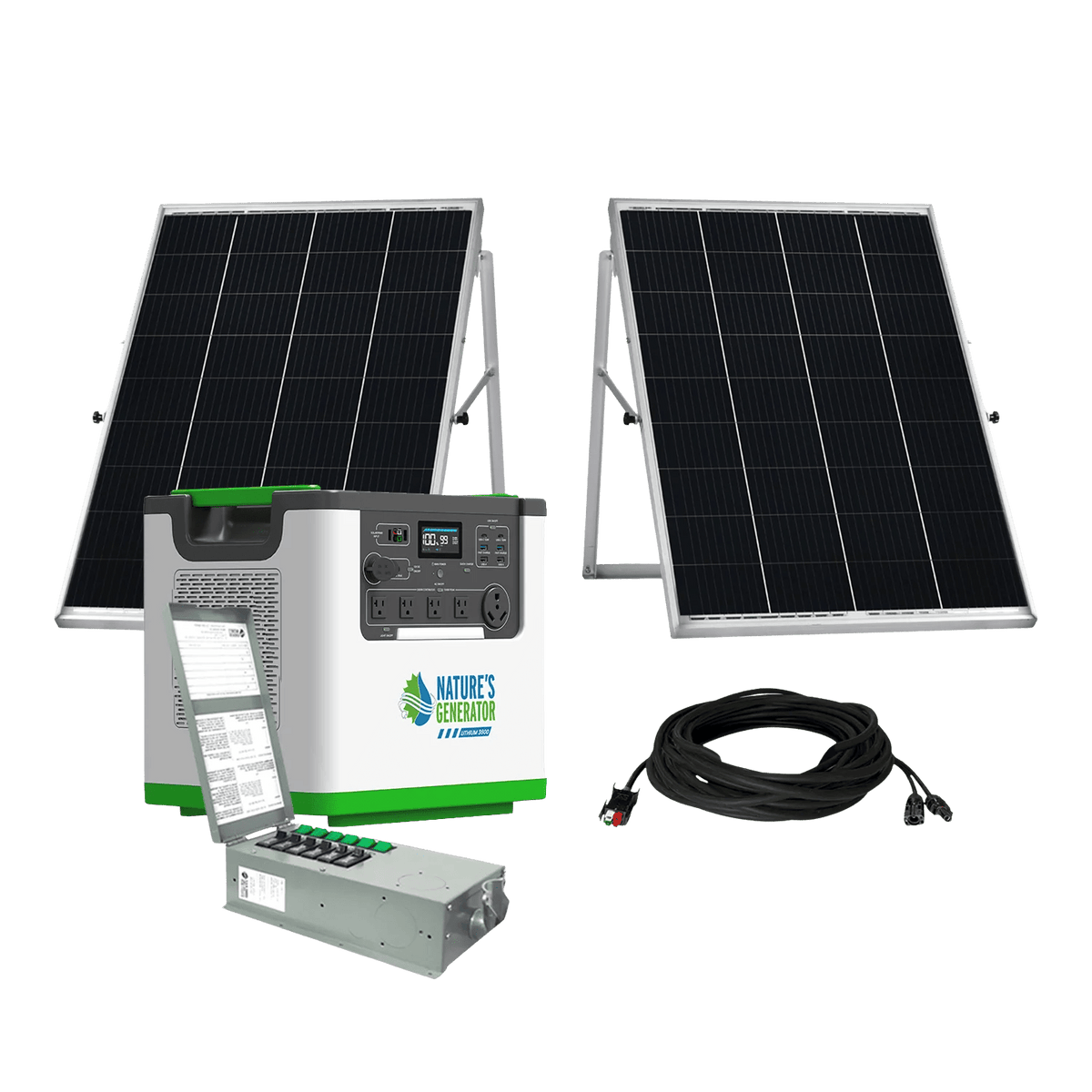 Nature's Generator Lithium 3600 Solar Generator and Transfer Switch - Garage Rebel
