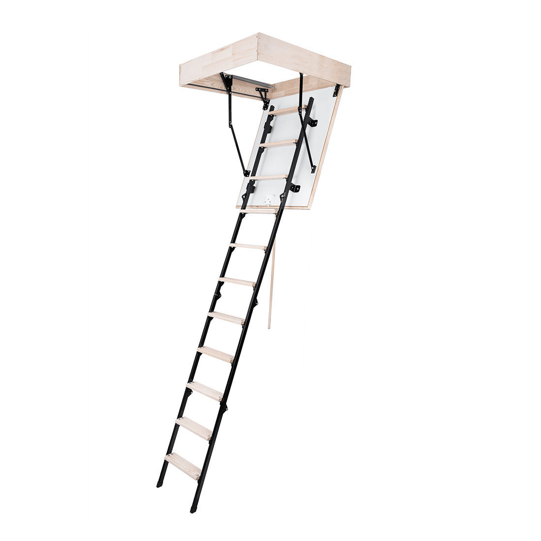 UNI Metal Insulated Folding Attic Ladder 8 ft - 8.5 ft (Rough Opening: 22.5" x 32") with 352 - lb Load Capacity - Garage Rebel