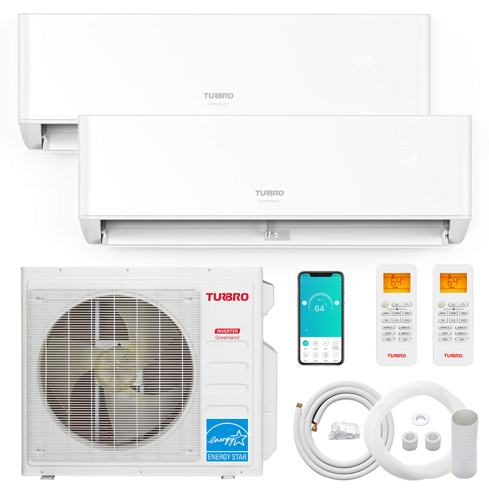 Greenland 27,000 BTU Dual Zone (2) Mini Split AC with Heat Pump (R454B)