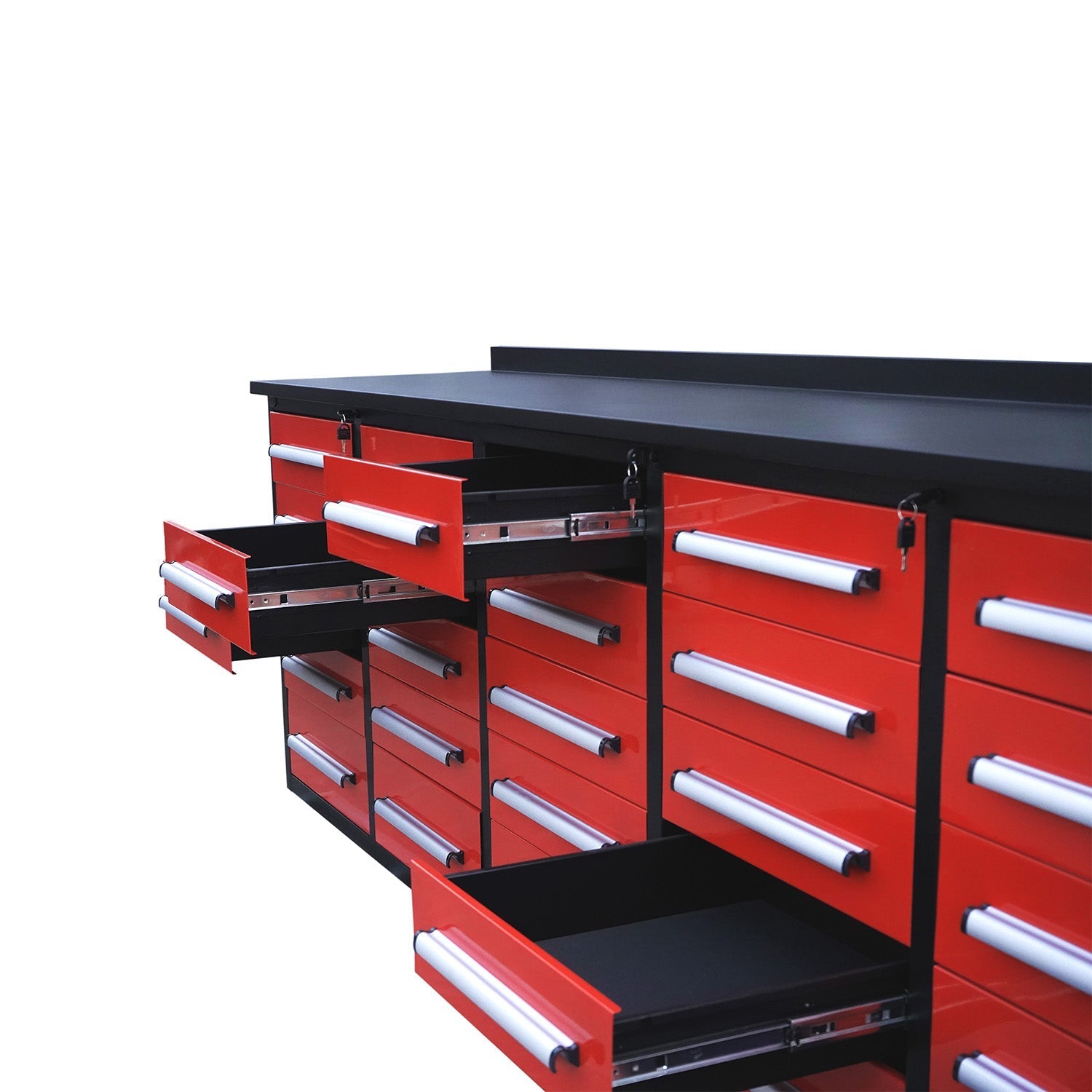10 ft Heavy Duty Workbench with 25 Drawers - Garage Rebel