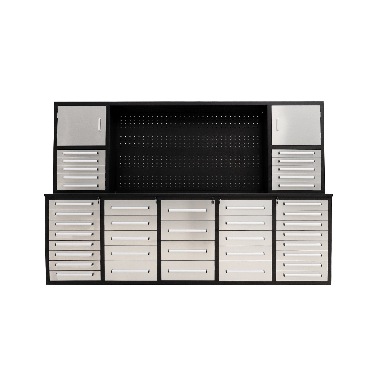 10ft Garage Cabinet (40 Drawers, 2 Cabinets & 1 Pegboard)