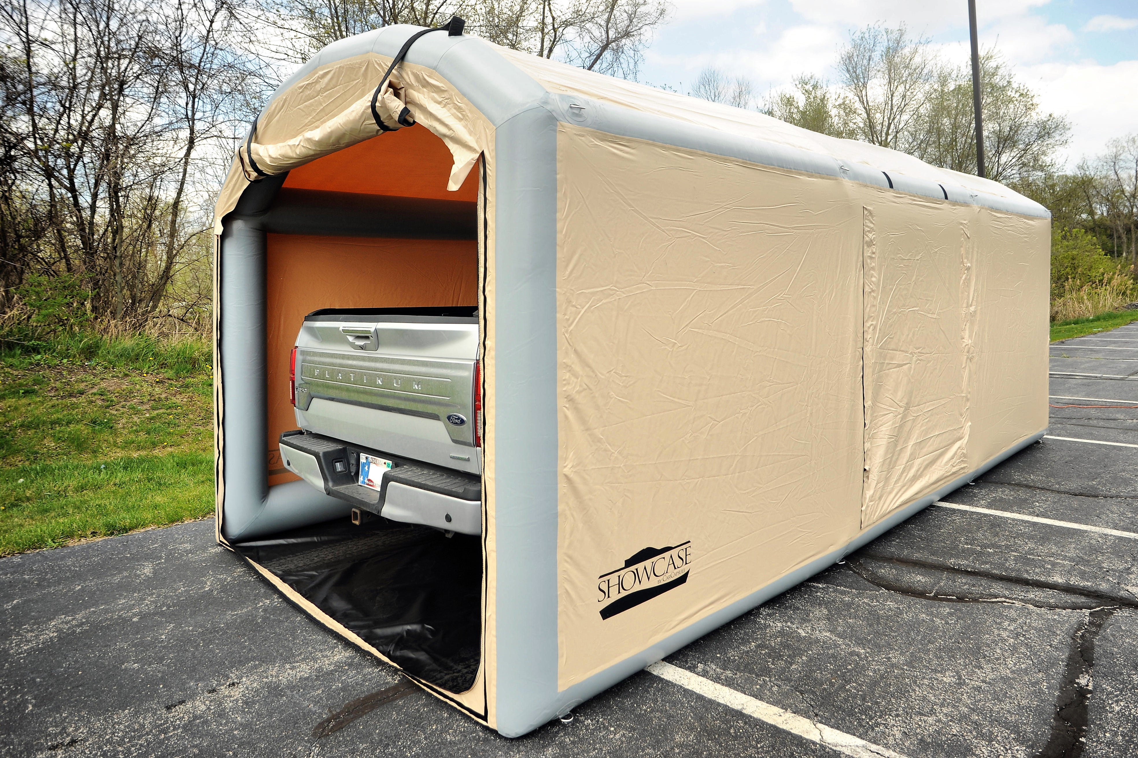 24' Arch Roof 9' High Outdoor Showcase (24x10x7' with 9' Arch) (84" Drive In Height & 96" Drive In Width)