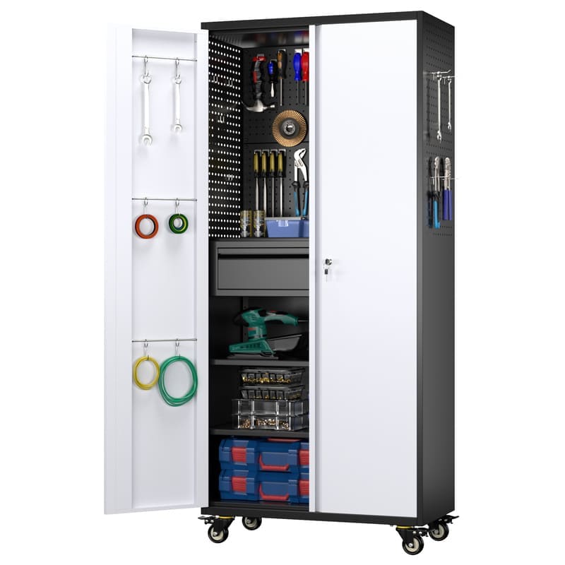 SC5D-WP Premium Metal Garage Storage Cabinet with Drawers and Pegboards