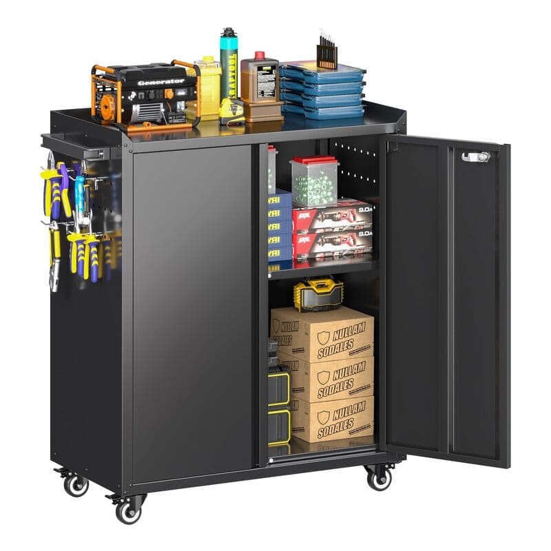 TC2B   Metal Rolling Tool Cabinet with Pegboard