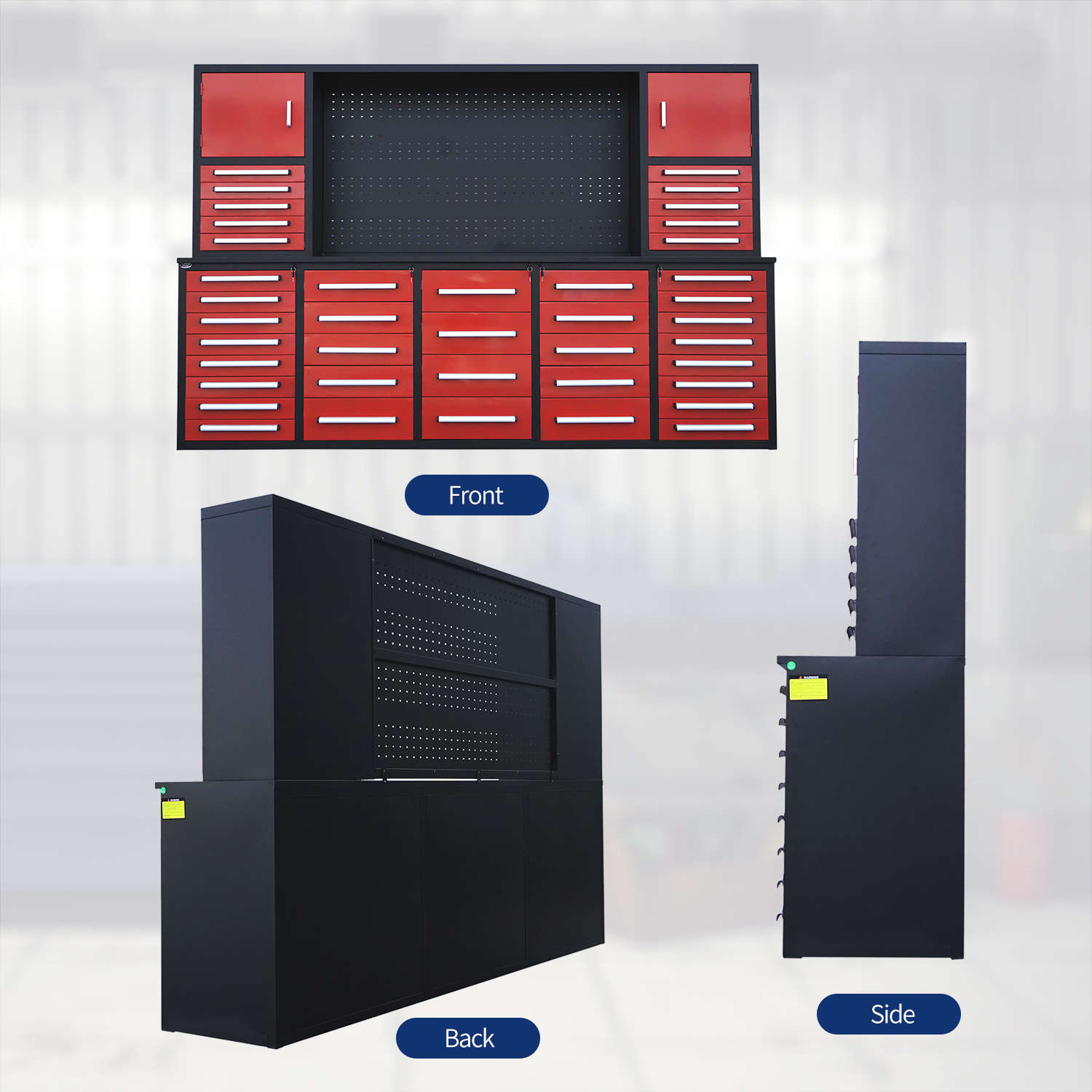 10ft Garage Cabinet (40 Drawers, 2 Cabinets & 1 Pegboard) - Garage Rebel