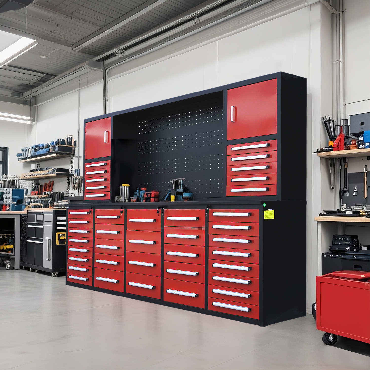 10ft Garage Cabinet (40 Drawers, 2 Cabinets & 1 Pegboard) - Garage Rebel