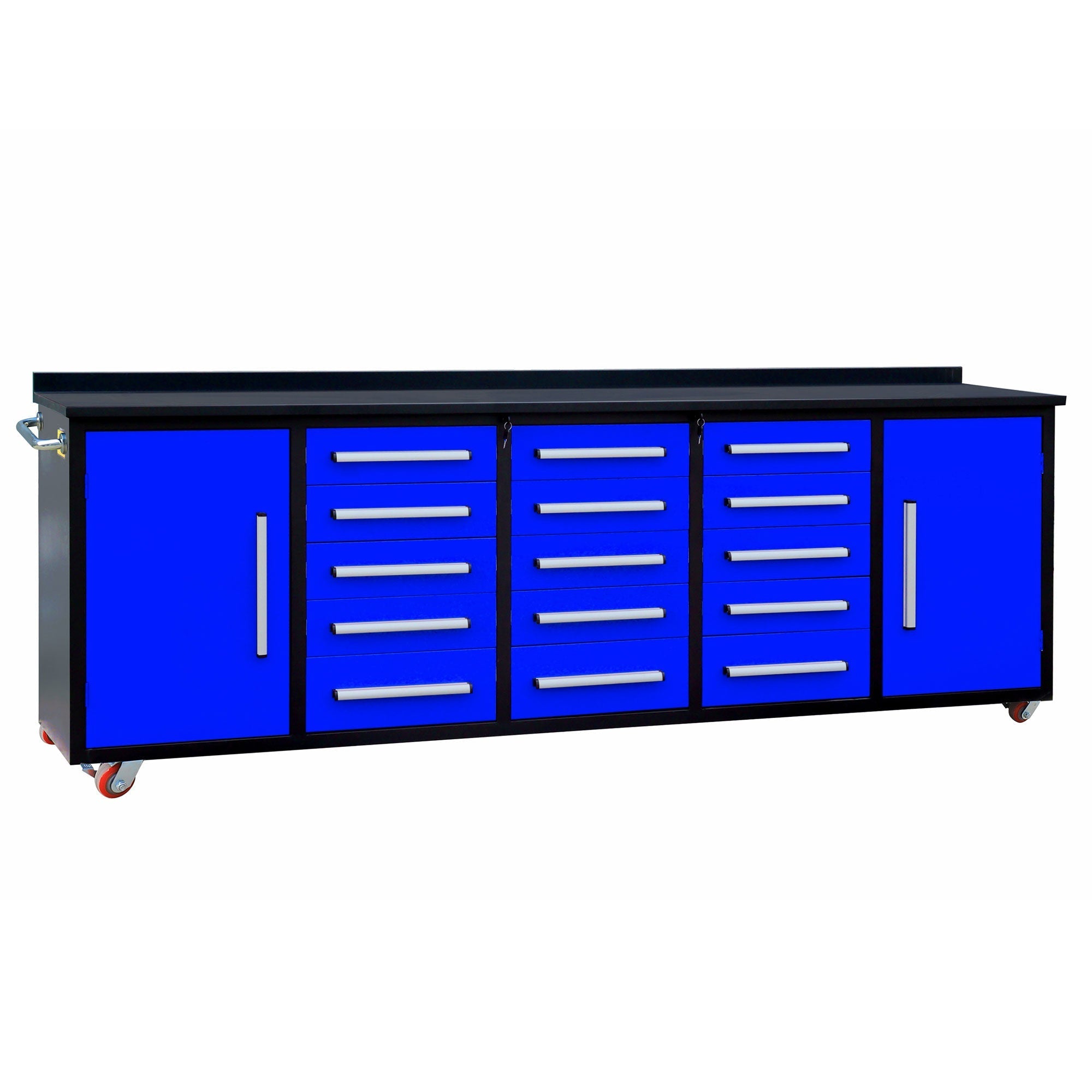 10ft Workbench Storage Cabinet with 15 Drawers & 2 Cabinets - Garage Rebel
