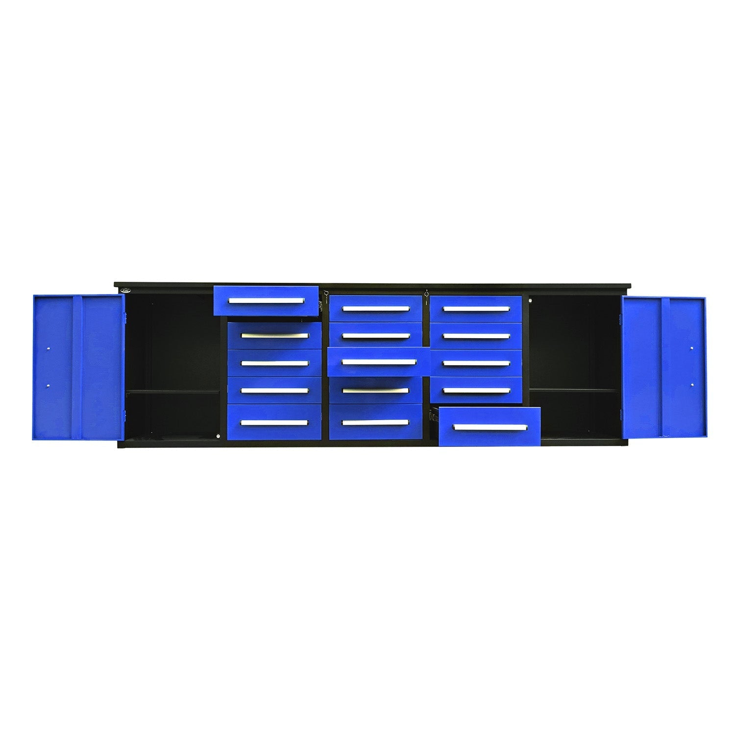 10ft Workbench Storage Cabinet with 15 Drawers & 2 Cabinets - Garage Rebel