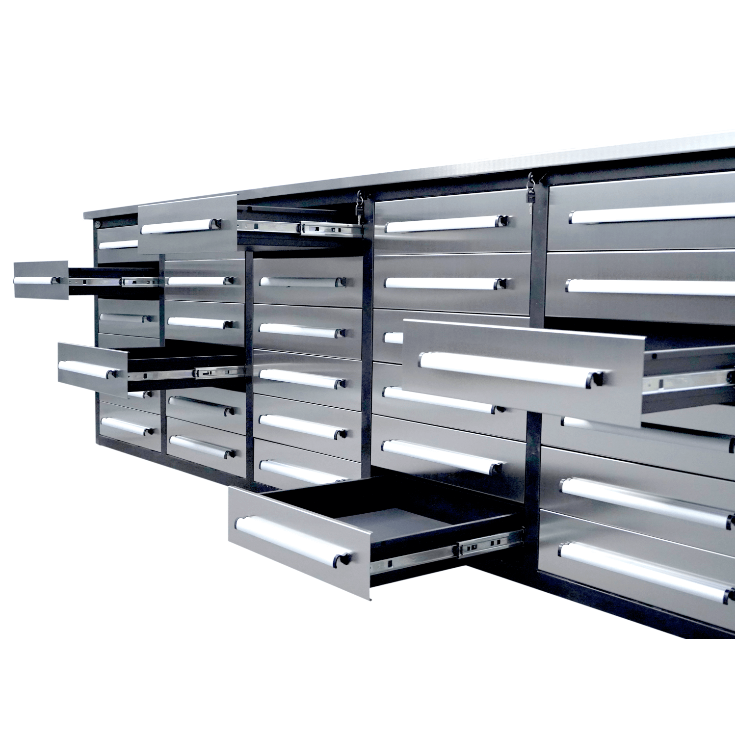 10ft Workbench Storage Cabinet with 30 Drawers - Garage Rebel