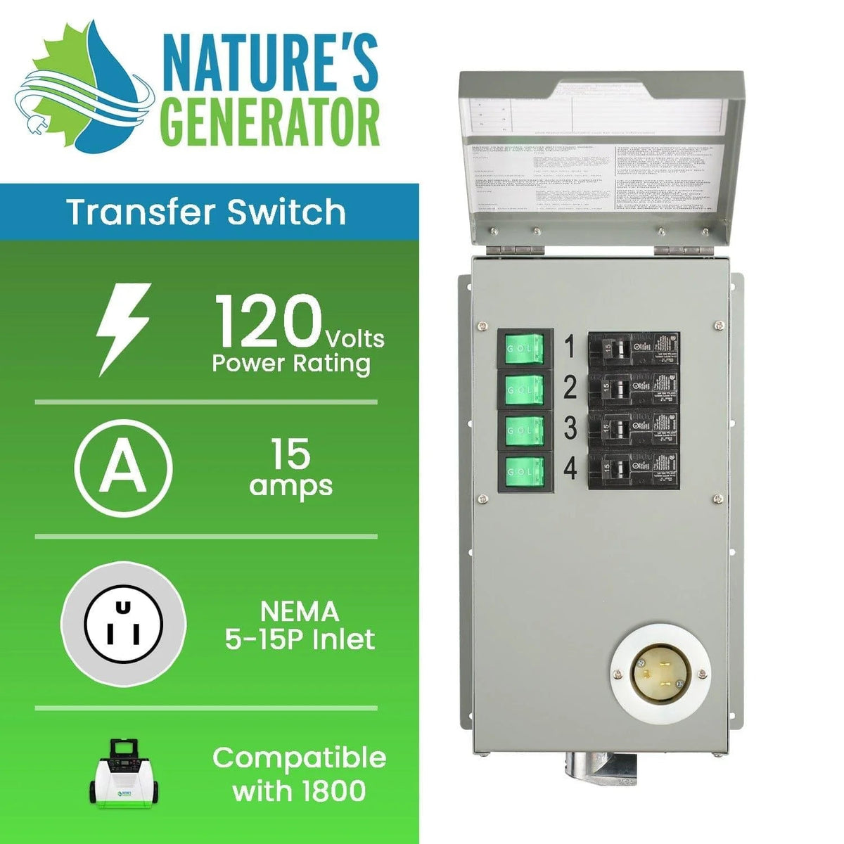 120V 15A 4-Circuit Non-Automatic Transfer Switch - Garage Rebel