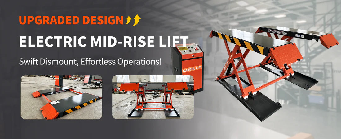 KT-X90E - 8000 lbs Mid Rise Scissor Lift  Electric 110v 47'' Release Auto Lift Car Lift