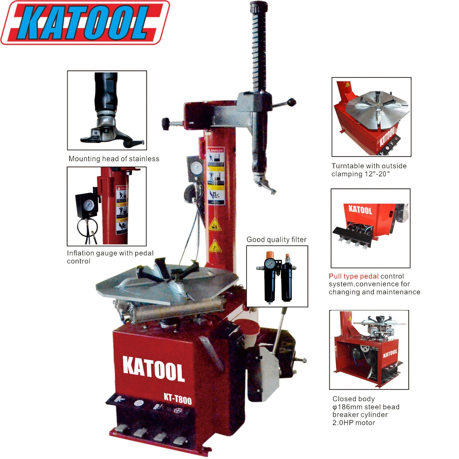 Katool KT-T800 & KT-B700 Tire Changer and Balancer Combo w/ adaptors
