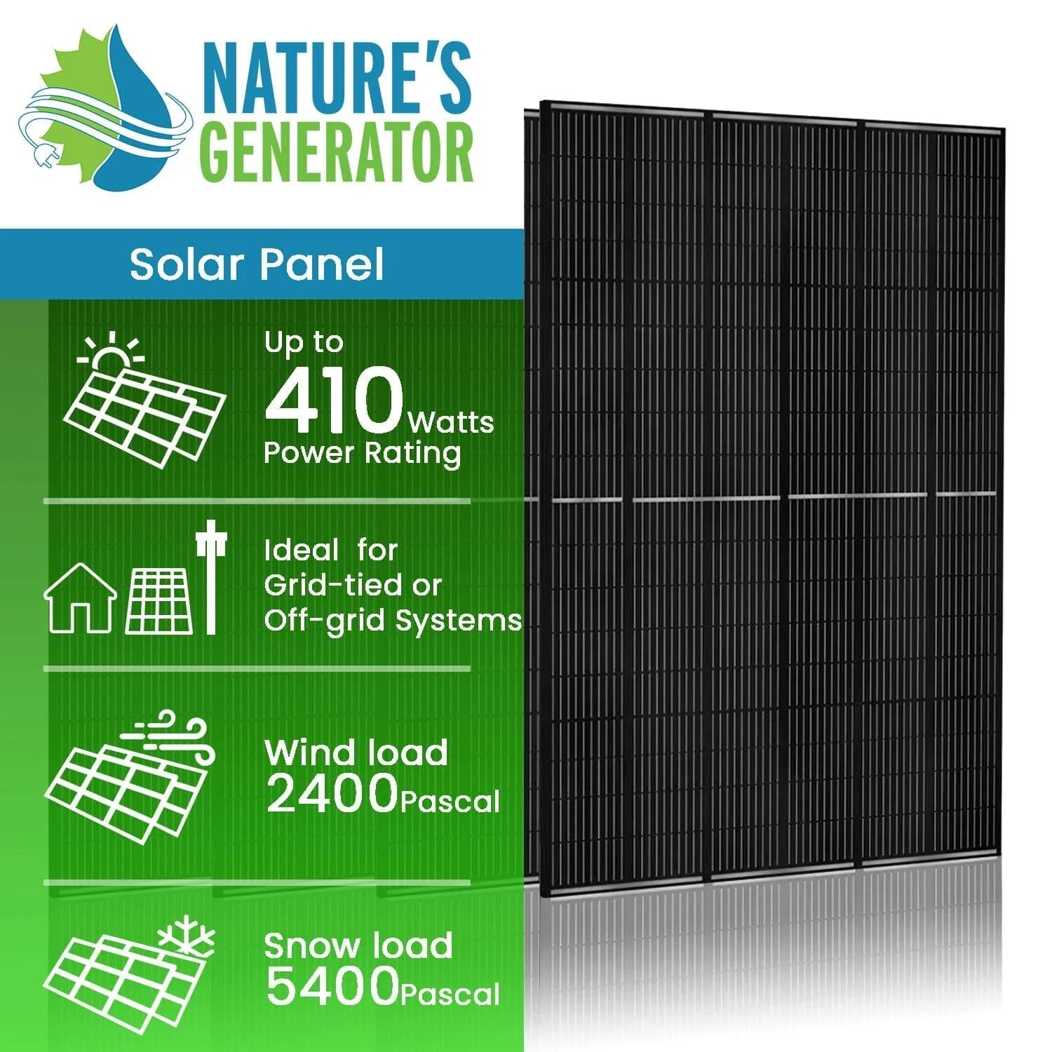 410 Watt Monocrystalline Solar Panel (4 Pack)