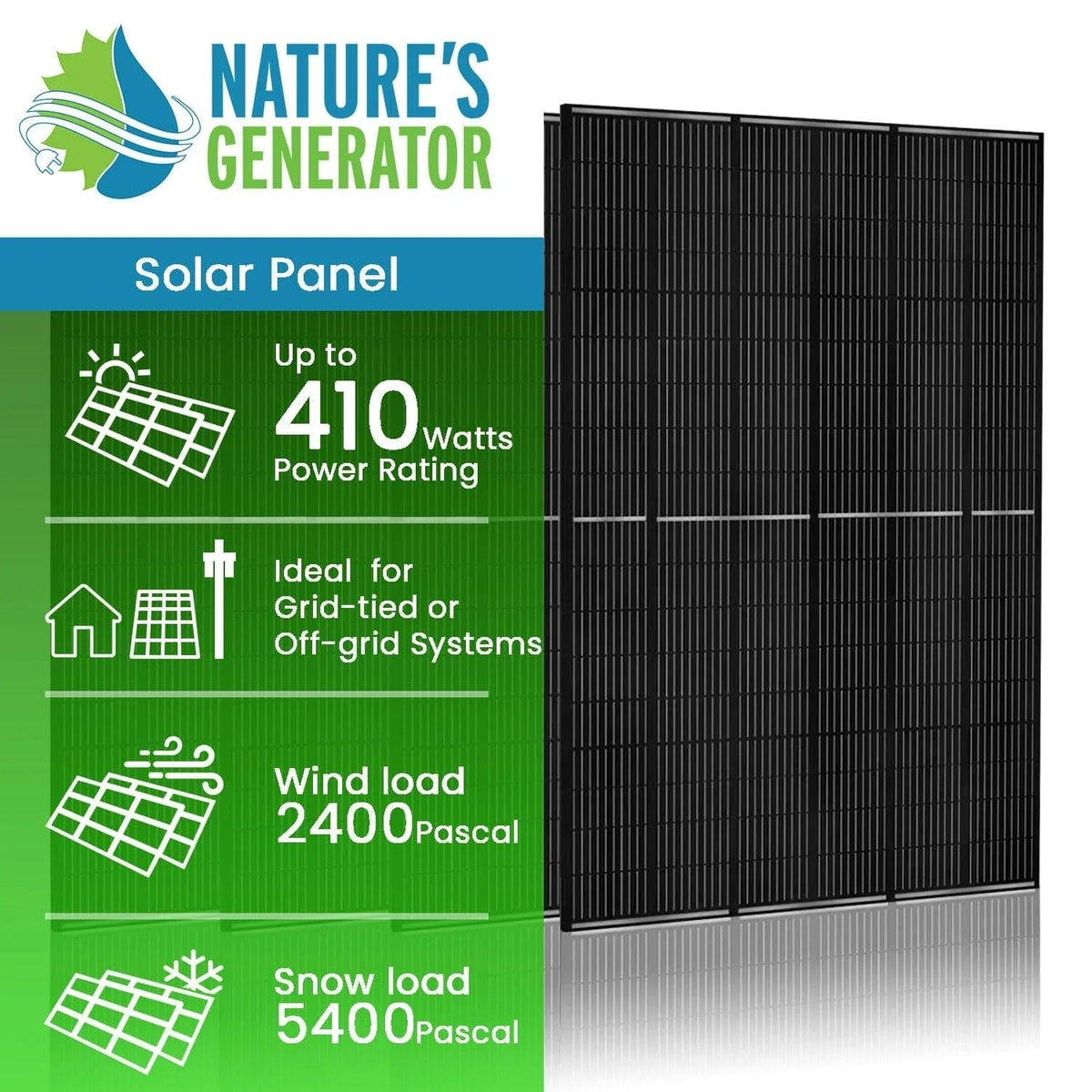 410 Watt Monocrystalline Solar Panel (4 Pack) - Garage Rebel