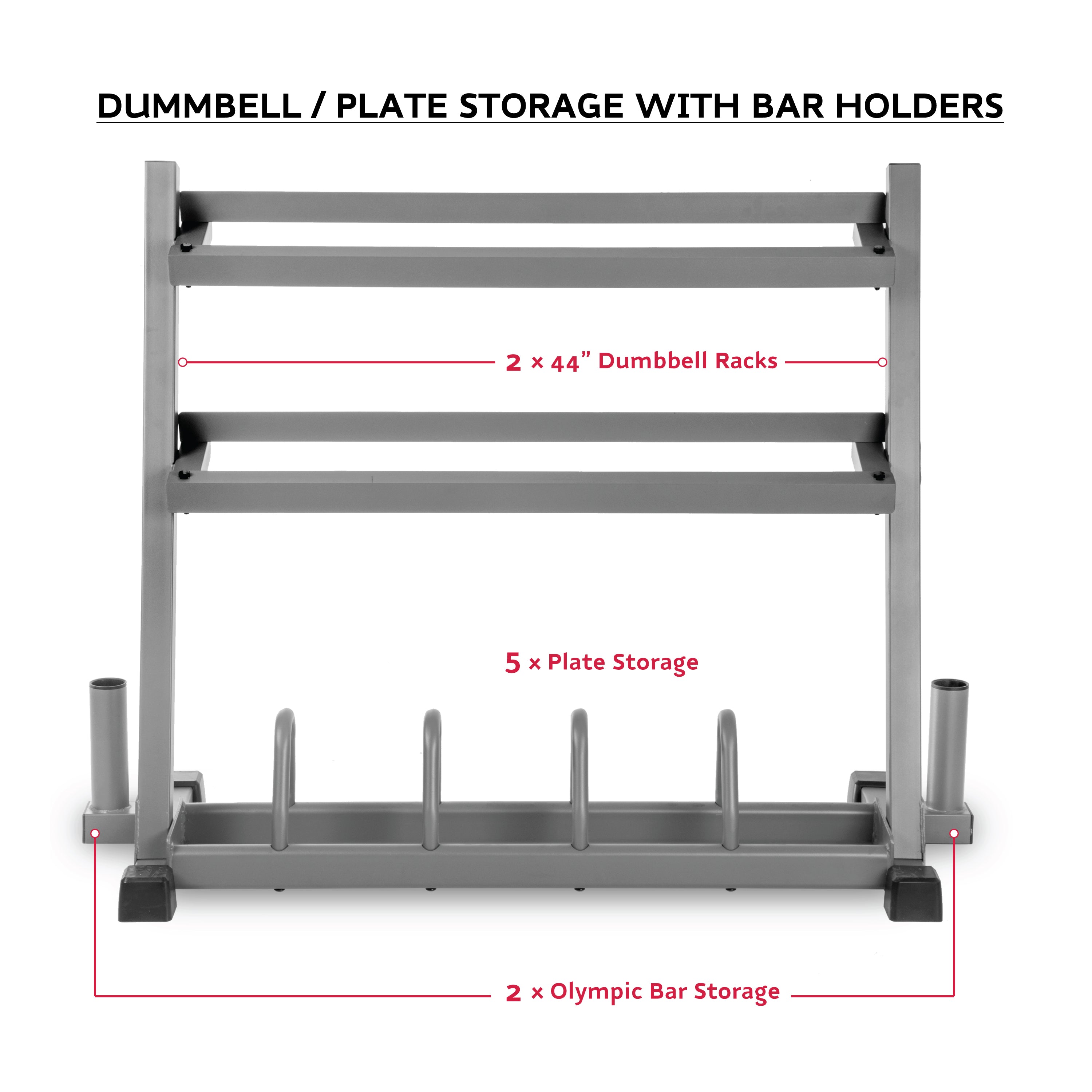 All-In-One Storage Solution, Dumbbells, Weight Plates and Barbells