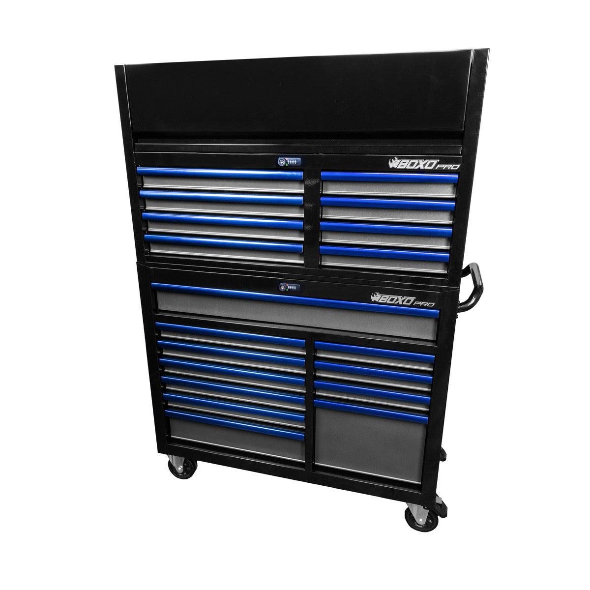 Pro Series | 45" 19-Drawer Rolling Tool Box | Black and Blue
