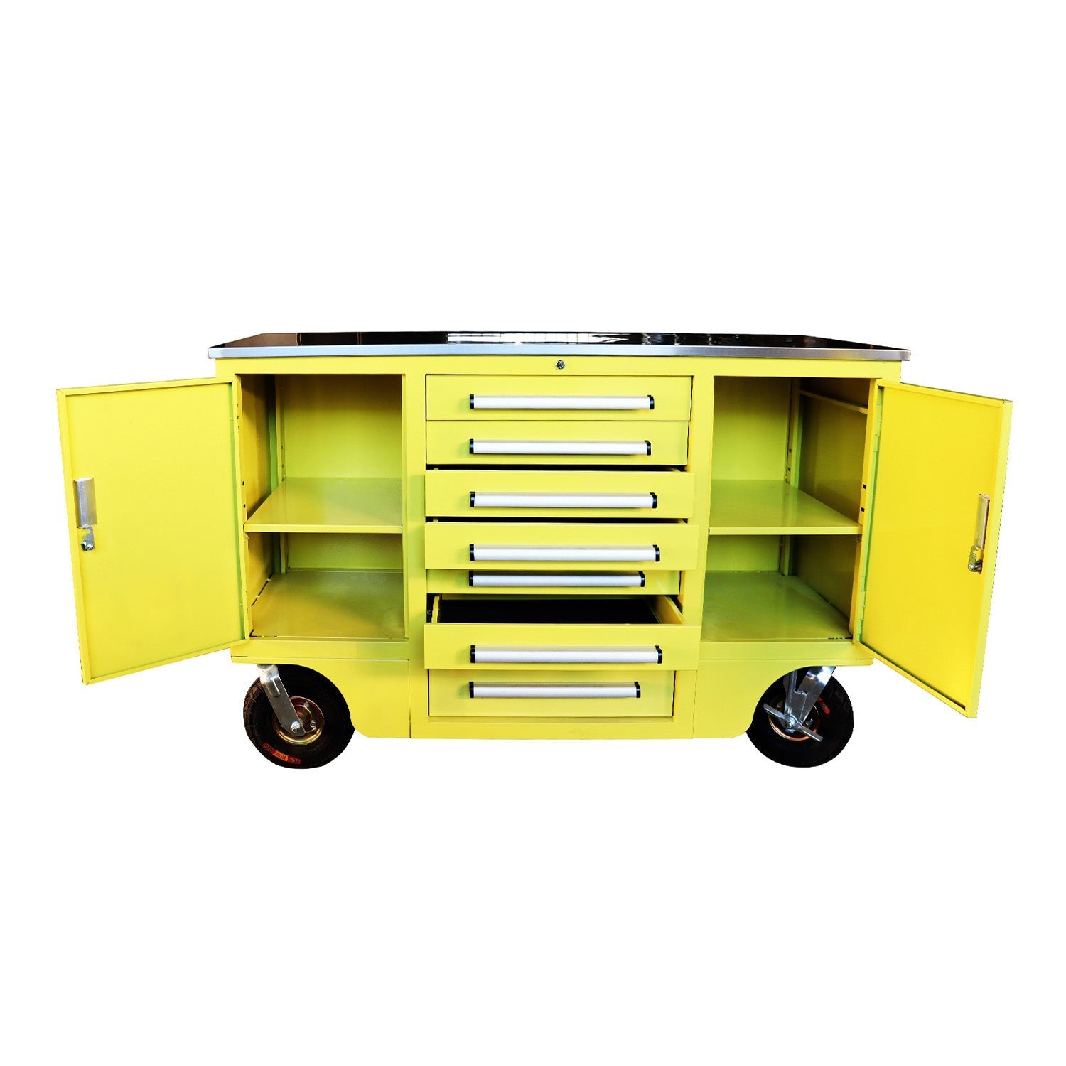 4.5ft Heavy Duty Mobile Workbench with 7 Drawers & 2 Cabinets - Garage Rebel