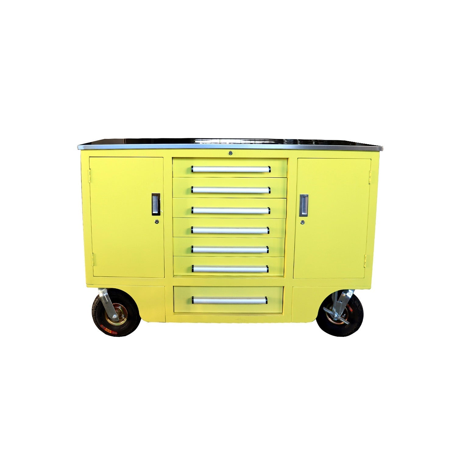 4.5ft Heavy Duty Mobile Workbench with 7 Drawers & 2 Cabinets - Garage Rebel