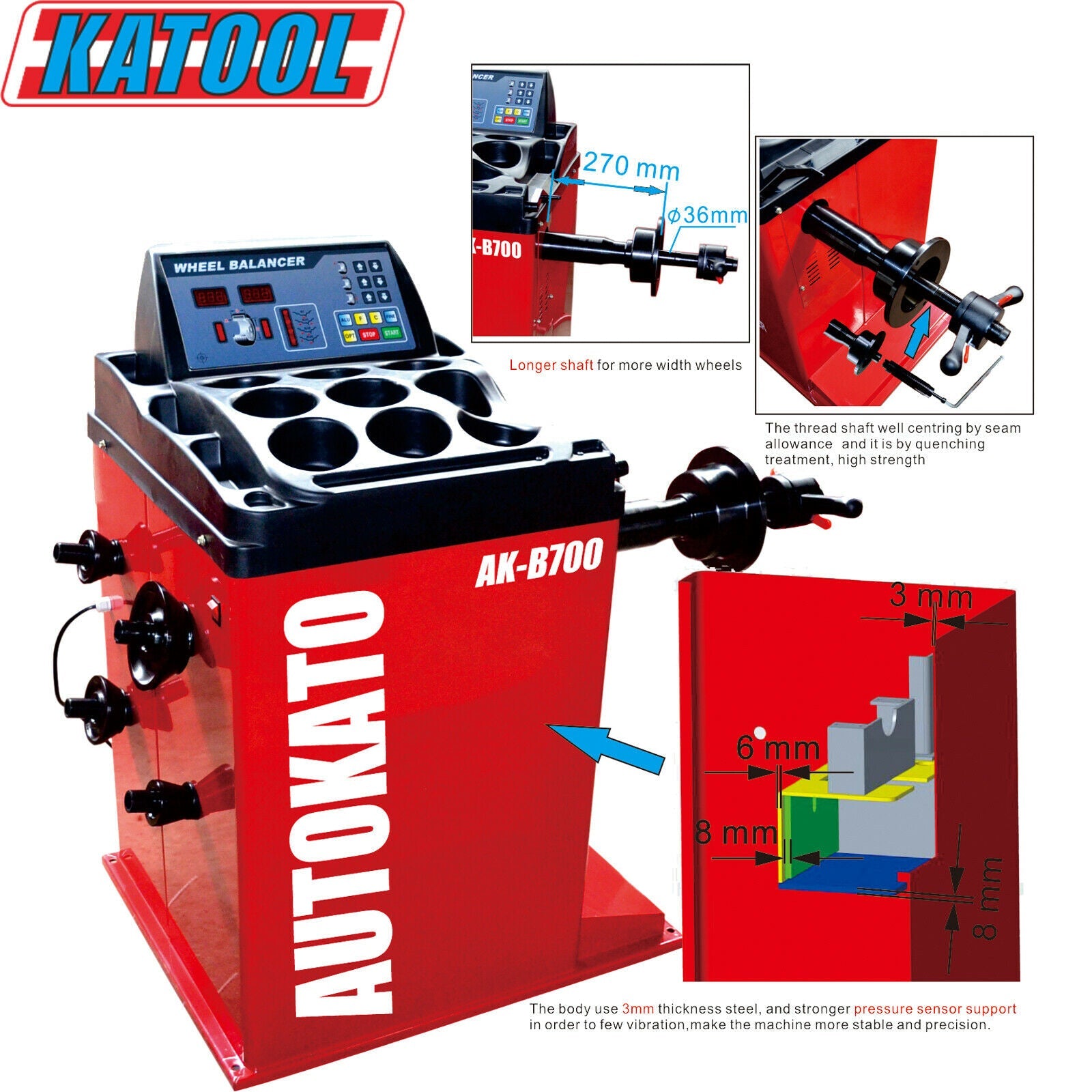 Katool KT-T800 & KT-B700 Tire Changer and Balancer Combo w/ adaptors