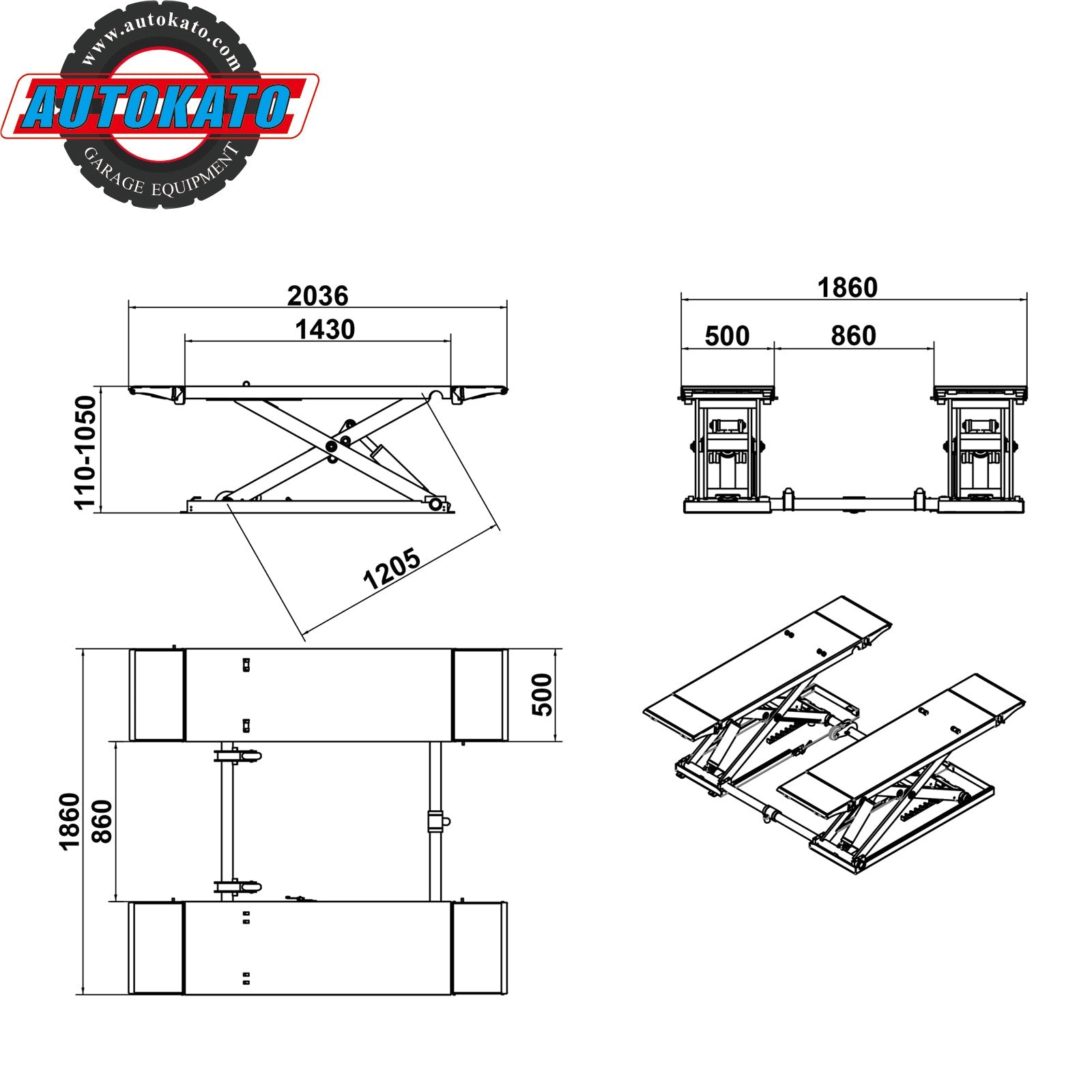 KT-X85 Electric Mid Rise Scissor Lift 8,000 lbs Capacity