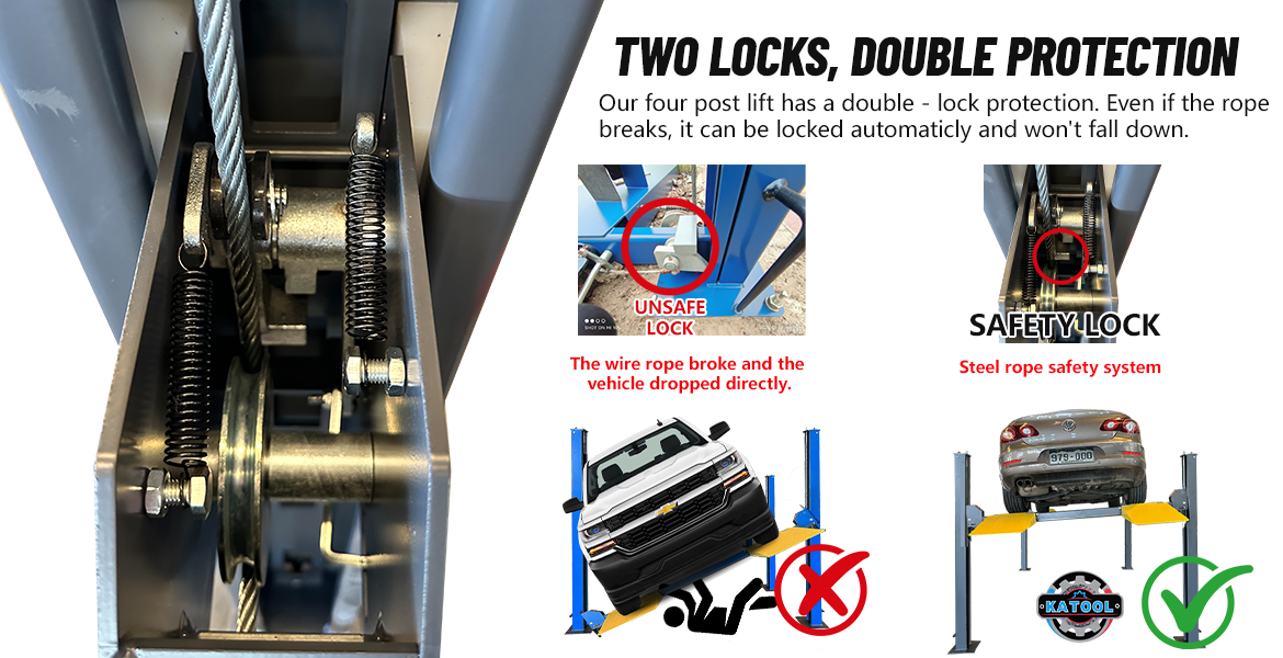 KT-4H150 Heavy Duty 4-Post Alignment Lift 15,000lbs Capacity (Rolling Jack Included)